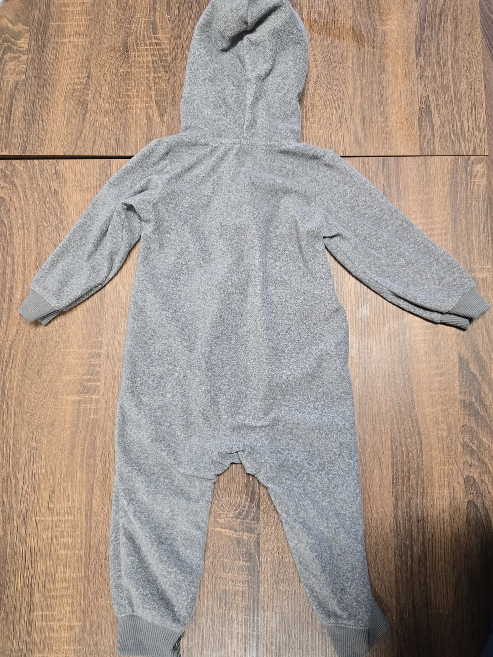 Carter's 24M Gray Fleece Hooded Moose Romper One Piece Plaid Lined Baby Jumpsuit
